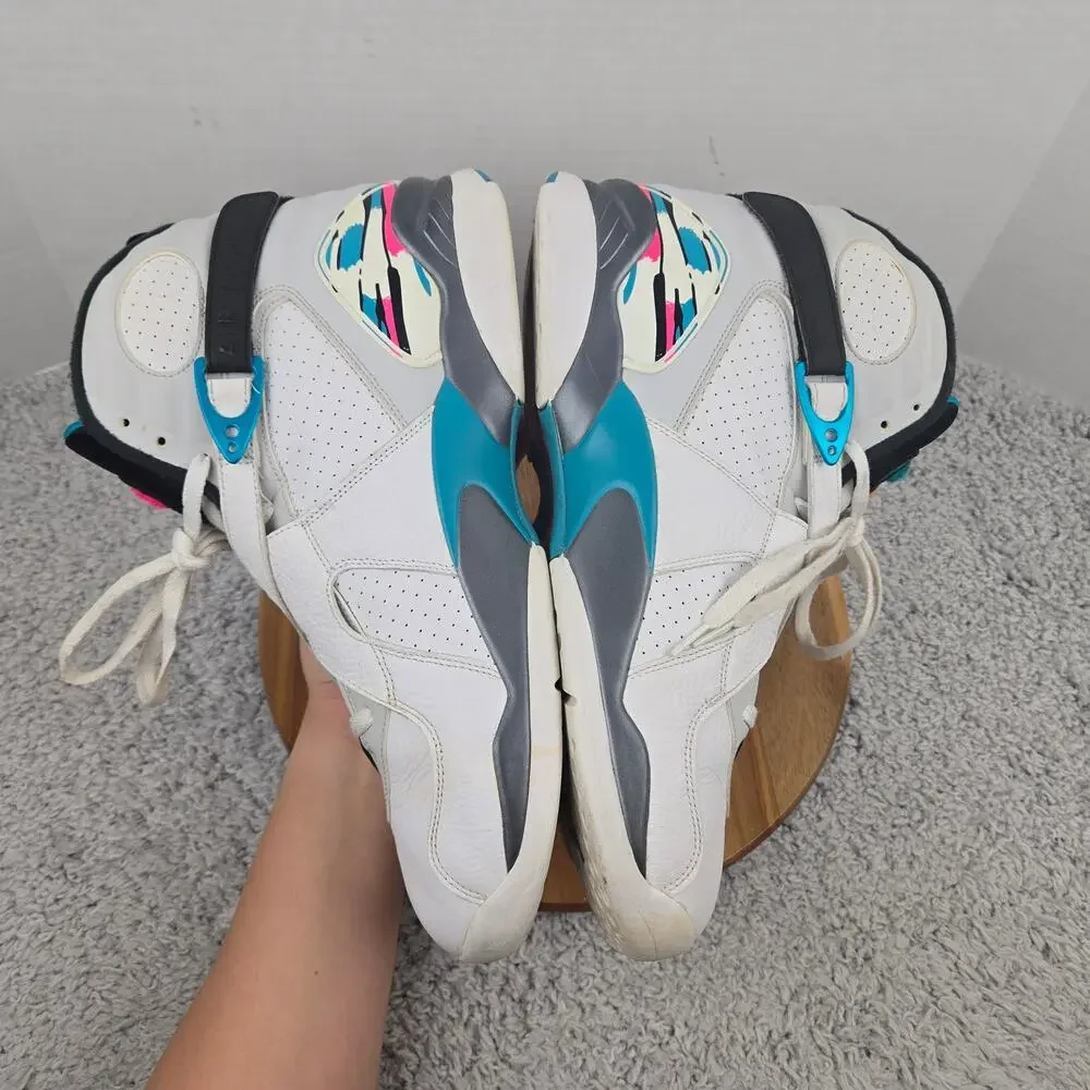 Jordan 8 Retro Mens 15 South Beach 2018 White Turbo Green Sneaker 305381-113